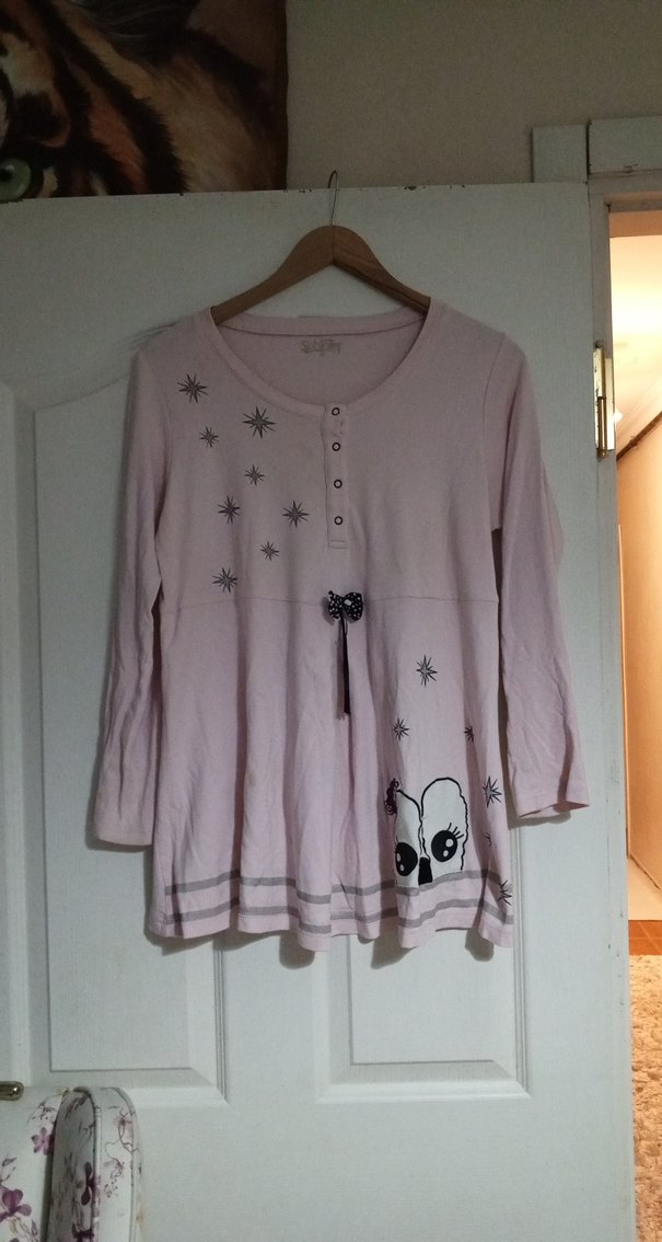 Düğmeli Uzun Kollu Pembe Kız Tişörtü - Görsel 5