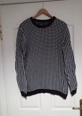 Kadın Siyah Kare Desenli Örgü Kazak - Görsel 9