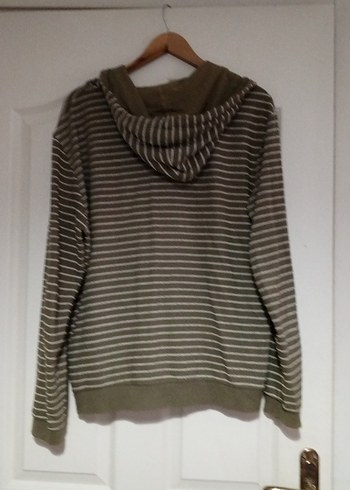 Kapüşonlu, Fermuarlı Çizgili Sweatshirt - Görsel 15