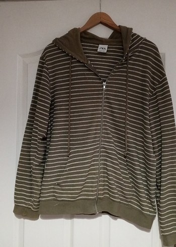 Kapüşonlu, Fermuarlı Çizgili Sweatshirt - Görsel 11