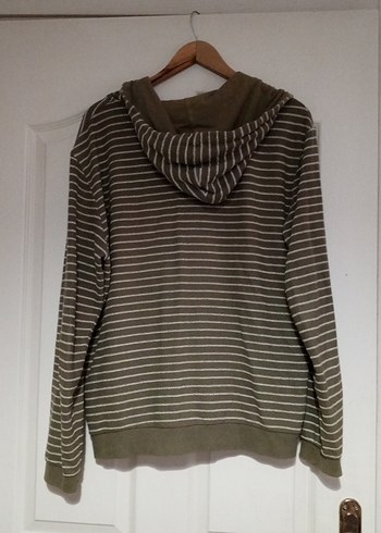 Kapüşonlu, Fermuarlı Çizgili Sweatshirt - Görsel 13