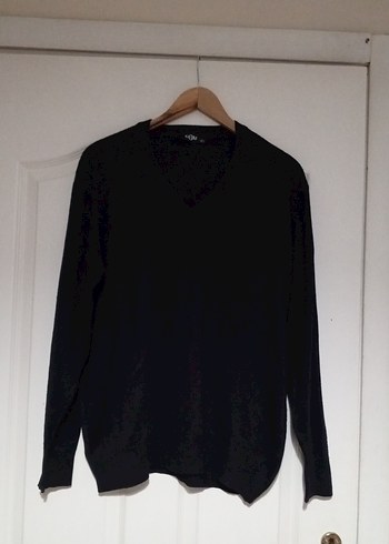 Siyah V Yaka Erkek Triko Kazak - Görsel 3