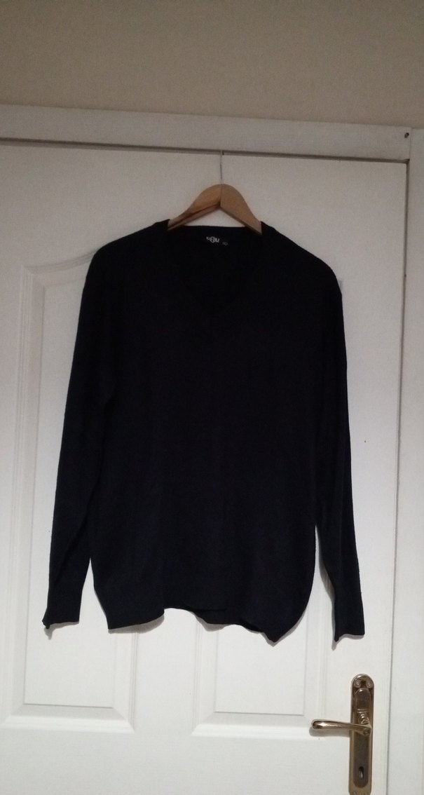 Siyah V Yaka Erkek Triko Kazak - Görsel 5