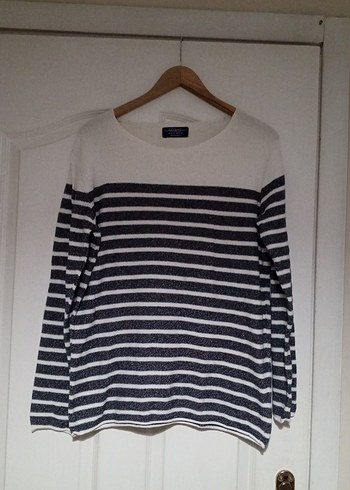 Pamuklu Çizgili Kadın Uzun Kollu Kazak - Görsel 3