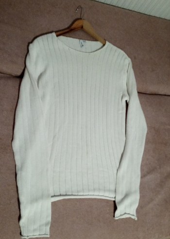 Beyaz Triko Uzun Kollu Kadın Kazak - Görsel 6