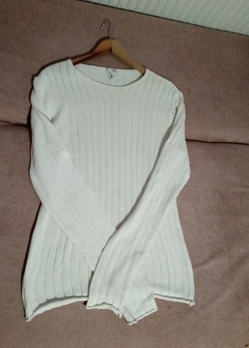 Beyaz Triko Uzun Kollu Kadın Kazak - Görsel 3