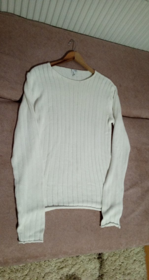 Beyaz Triko Uzun Kollu Kadın Kazak - Görsel 5