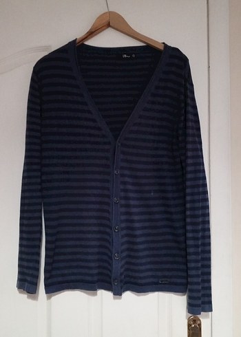 Düğmeli Lacivert V Yakalı Kadın Hırka - Görsel 9