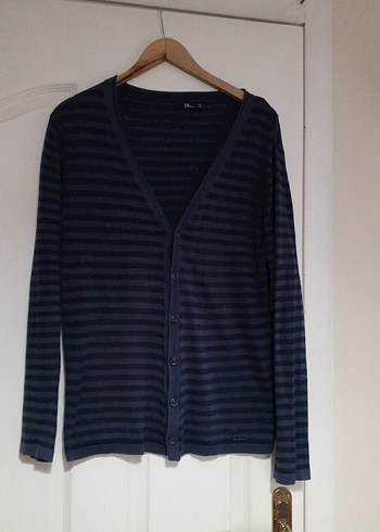 Düğmeli Lacivert V Yakalı Kadın Hırka - Görsel 4