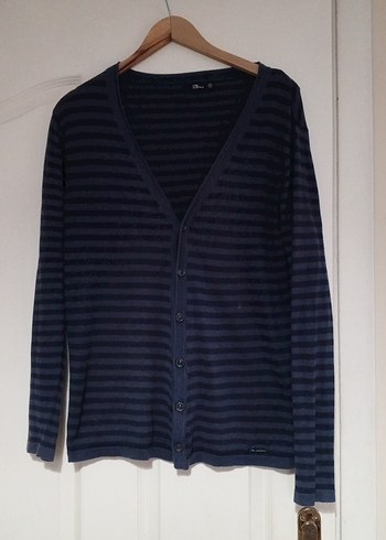 Düğmeli Lacivert V Yakalı Kadın Hırka - Görsel 7