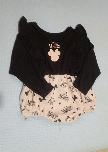 Düğmeli Siyah Baskılı Bebek Kız Tulum - Görsel 3