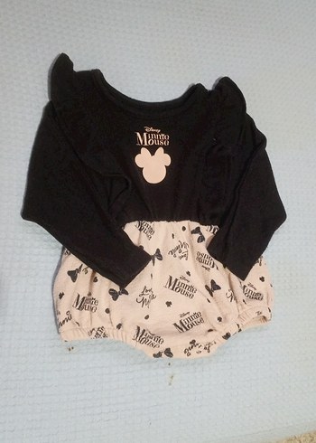 Düğmeli Siyah Baskılı Bebek Kız Tulum - Görsel 2