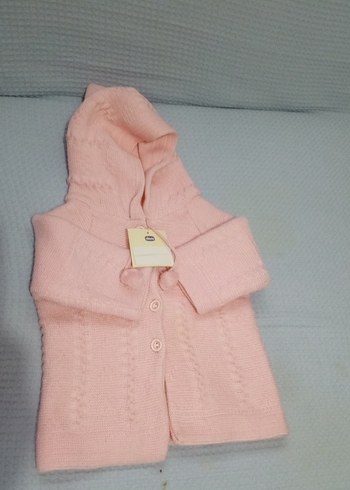 Kız Çocuk Pembe Kapüşonlu Örgü Hırka - Görsel 4