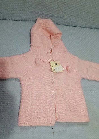 Kız Çocuk Pembe Kapüşonlu Örgü Hırka - Görsel 3