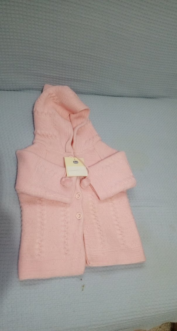 Kız Çocuk Pembe Kapüşonlu Örgü Hırka - Görsel 4