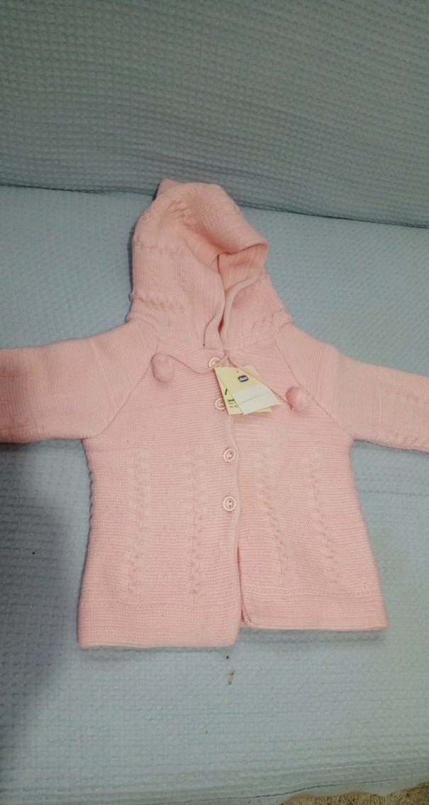 Kız Çocuk Pembe Kapüşonlu Örgü Hırka - Görsel 3