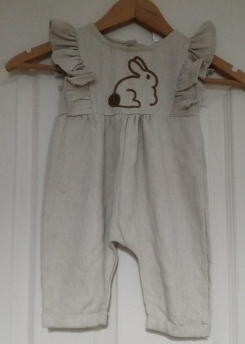 Bej Kız Bebek Fırfırlı Nakışlı Tulum - Görsel 9