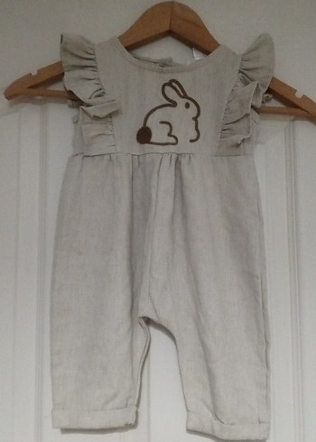 Bej Kız Bebek Fırfırlı Nakışlı Tulum - Görsel 11