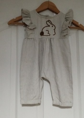 Bej Kız Bebek Fırfırlı Nakışlı Tulum - Görsel 6