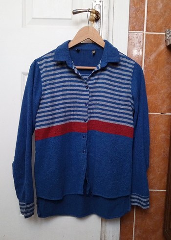 Düğmeli Uzun Kollu Kadın Yün Gömlek - Görsel 6