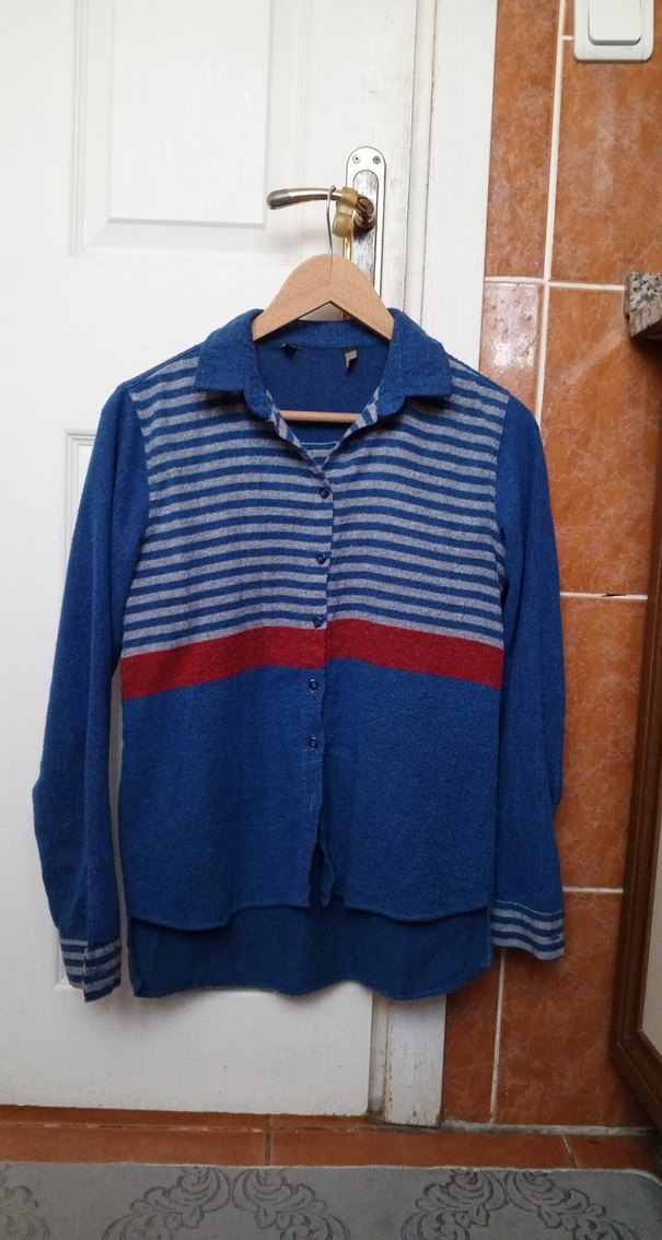 Düğmeli Uzun Kollu Kadın Yün Gömlek - Görsel 5