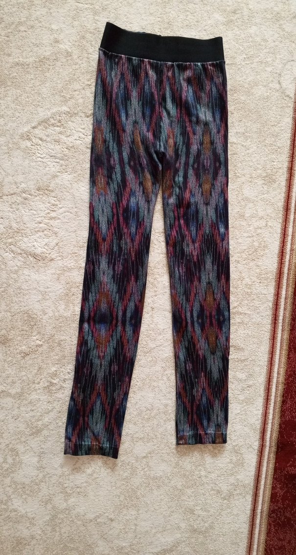 Bohem Çok Renkli Pileli Kadın Tayt - Görsel 2