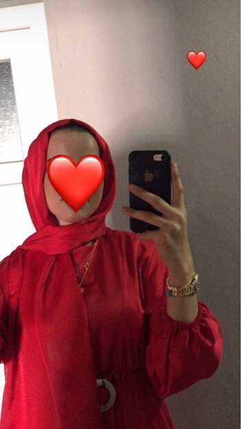 Kloş Kesim Kemer Detaylı Saten Tesettür Elbise - Görsel 5