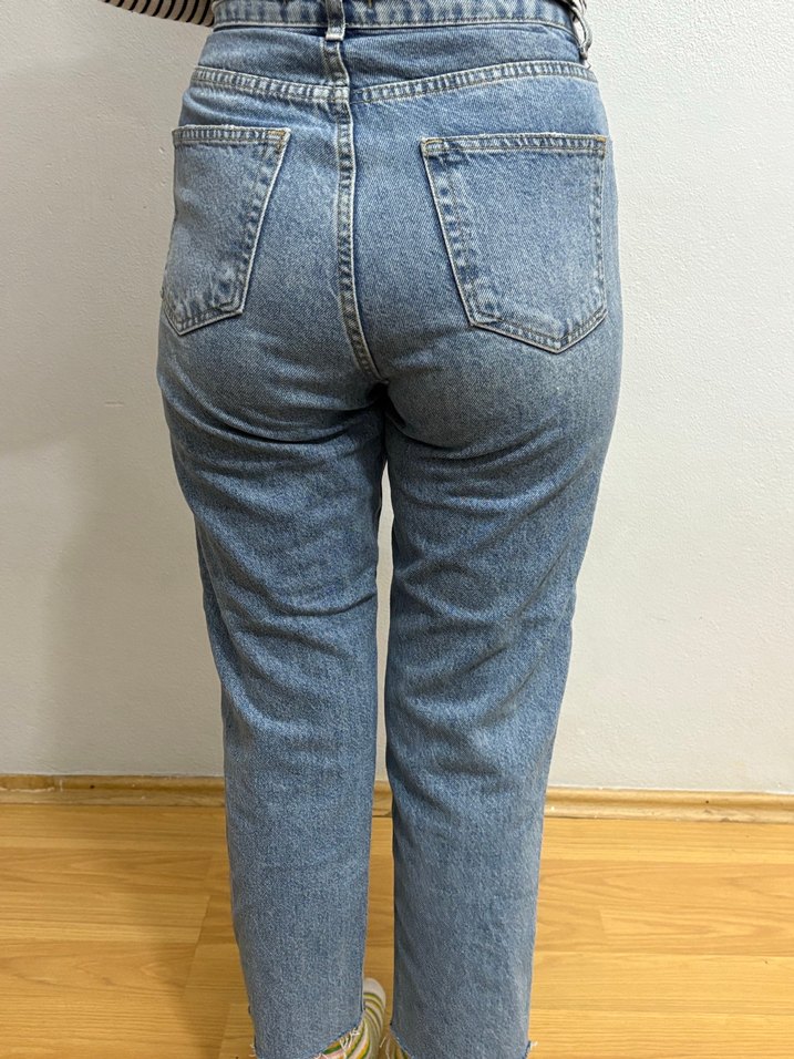 Gevşek Kesim Midi Kadın Kot Pantolon - Görsel 2