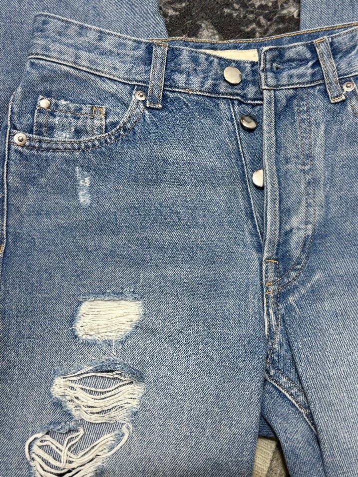 Kadın Mavi Loose Fit Midi Kot Pantolon - Görsel 3