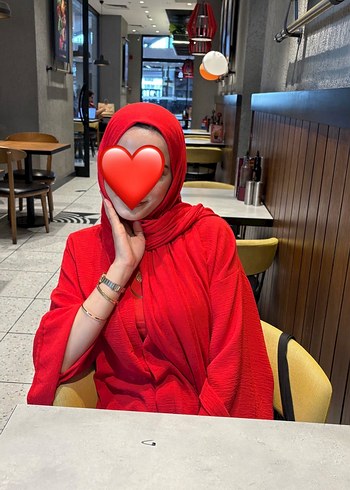 Kadın Kırmızı Uzun V Yaka Salaş Kimono takım - Görsel 6