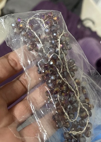 Mor Uzun Kollu İşlemeli Abiye Elbise - Görsel 9