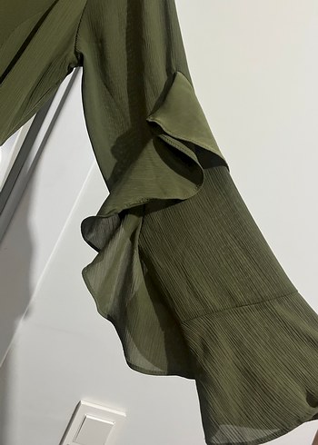 Kadın Haki Uzun Kollu Salaş Elbise - Görsel 3