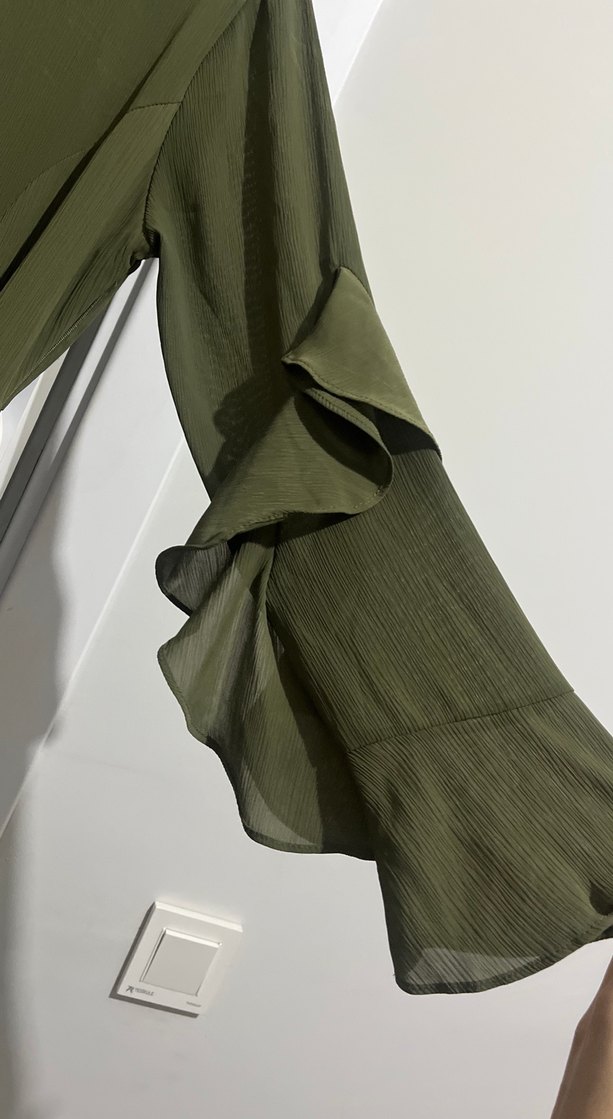 Kadın Haki Uzun Kollu Salaş Elbise - Görsel 3