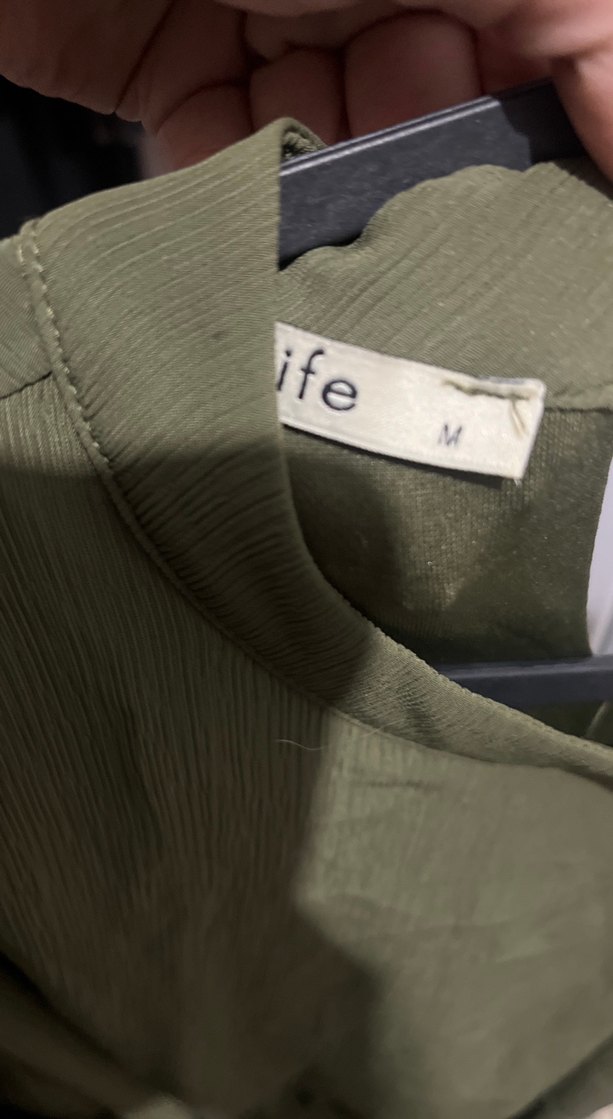 Kadın Haki Uzun Kollu Salaş Elbise - Görsel 4