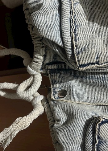 Gri Kadın Peluş Detaylı Denim Ceket - Görsel 5