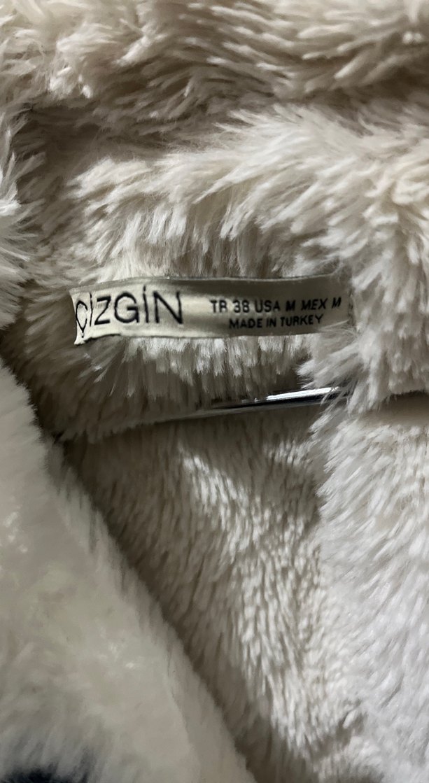 Gri Kadın Peluş Detaylı Denim Ceket - Görsel 2