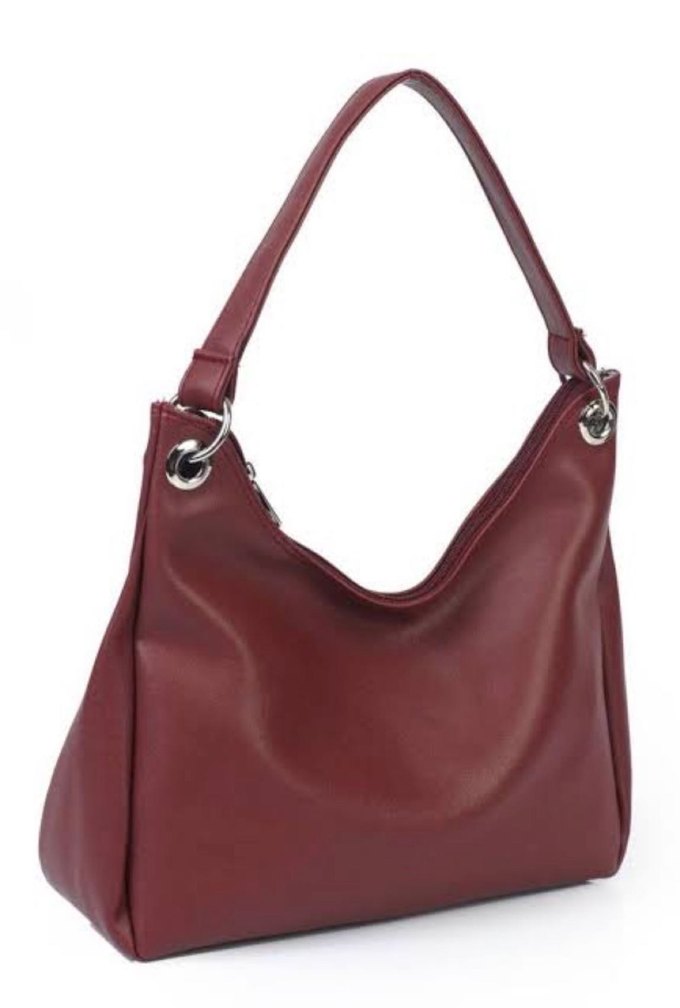 Bordo Deri Fermuarlı Kadın Çanta - Görsel 2