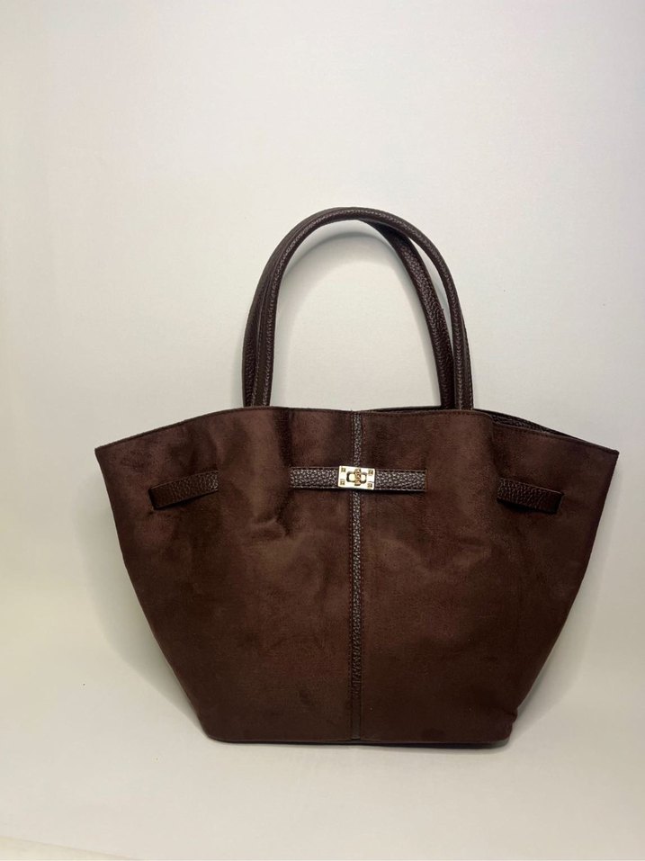 Kahverengi Süet Kemerli Kadın Çanta - Görsel 2