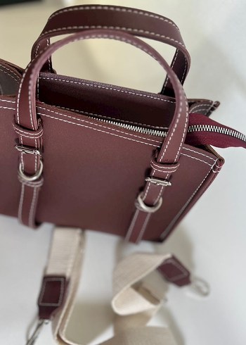 Bordo Deri Kadın Çanta - Görsel 4