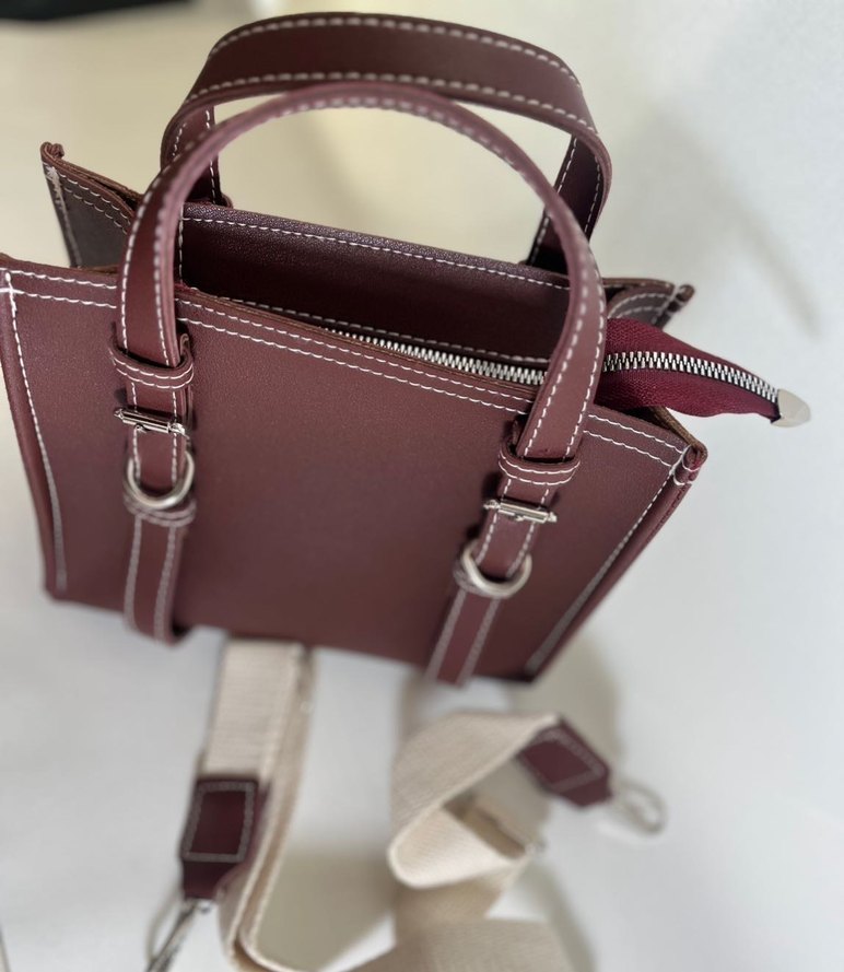 Bordo Deri Kadın Çanta - Görsel 4