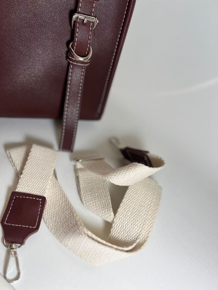 Bordo Deri Kadın Çanta - Görsel 2