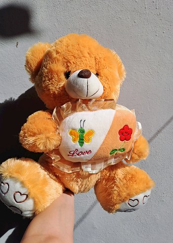 Renkli Yastıklı Kahverengi Peluş Ayı