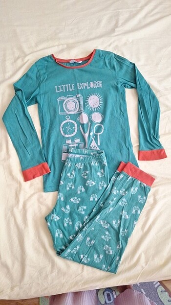 7 Yaş Beden yeşil Renk Erkek çocuk pijama