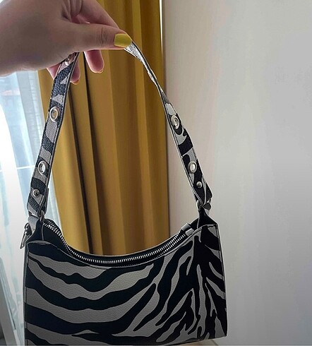 Zebra Desen Baguette çanta