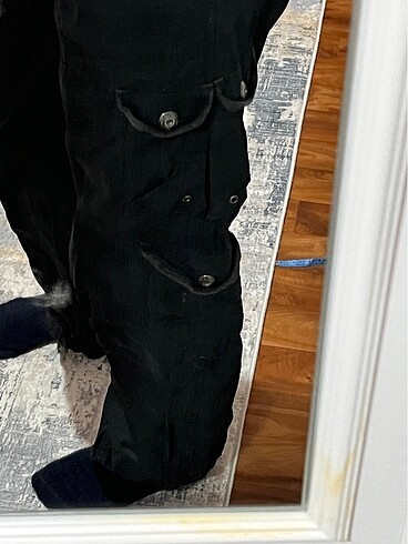 American Vintage Siyah düşük bel kargo pantolonu