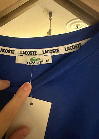 m Beden Lacoste Erkek Mavi Oversize Tişört