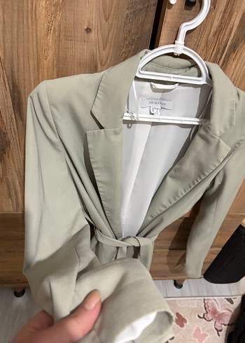 Kemerli Bej Kadın Blazer Ceket - Görsel 3