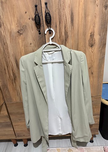 Kemerli Bej Kadın Blazer Ceket - Görsel 2