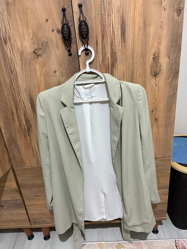 Kemerli Bej Kadın Blazer Ceket - Görsel 2