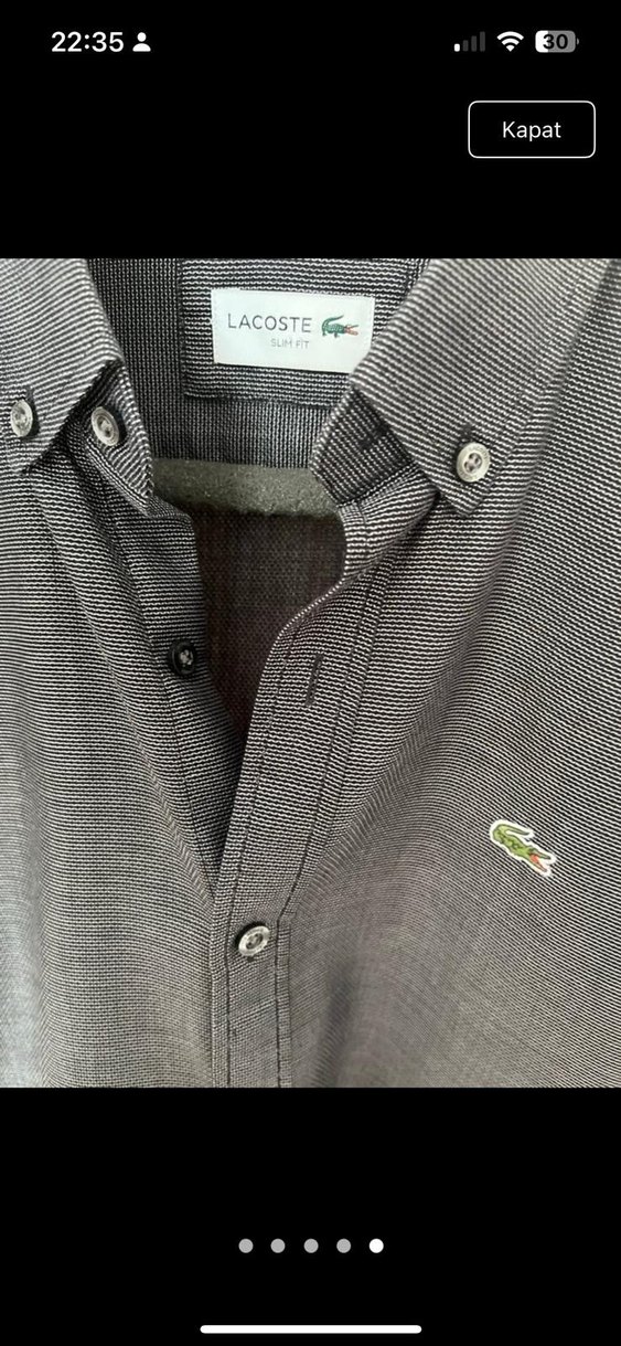 Düğmeli Gri Uzun Kollu Erkek Gömlek - Görsel 5